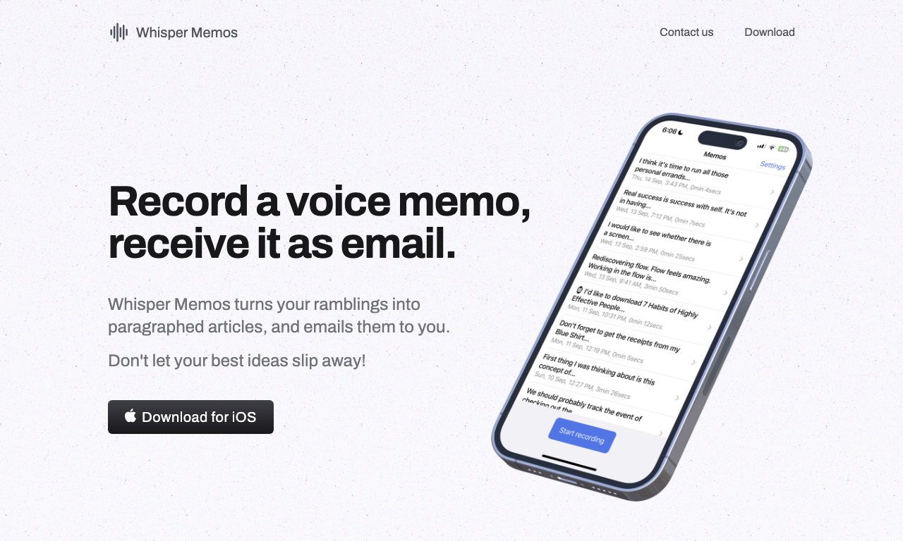 Whisper Memos — превью