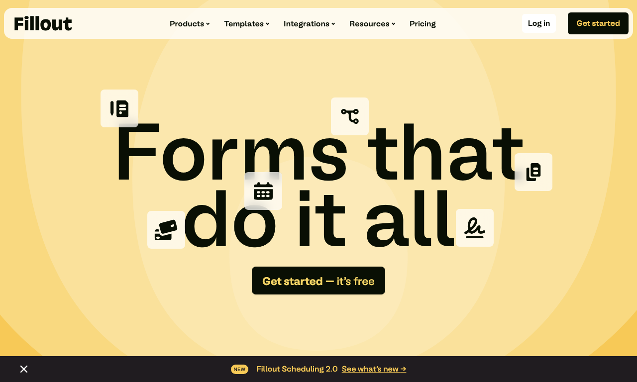 Fillout.com — интерфейс