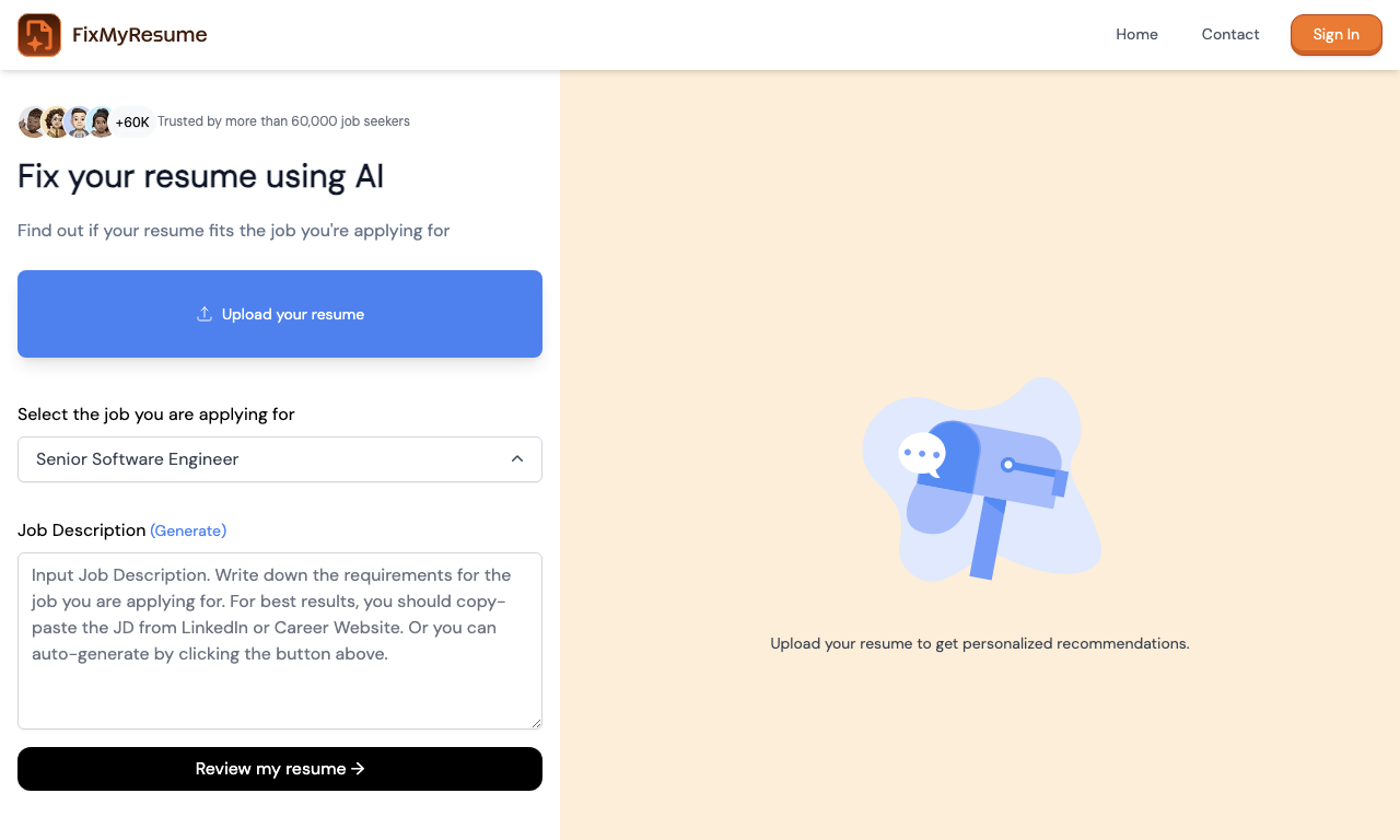 Fix My Resume — интерфейс