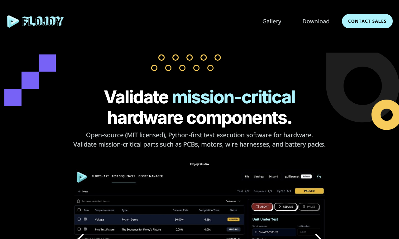 Flojoy Studio — интерфейс