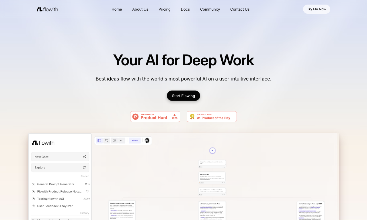 Flowith — интерфейс