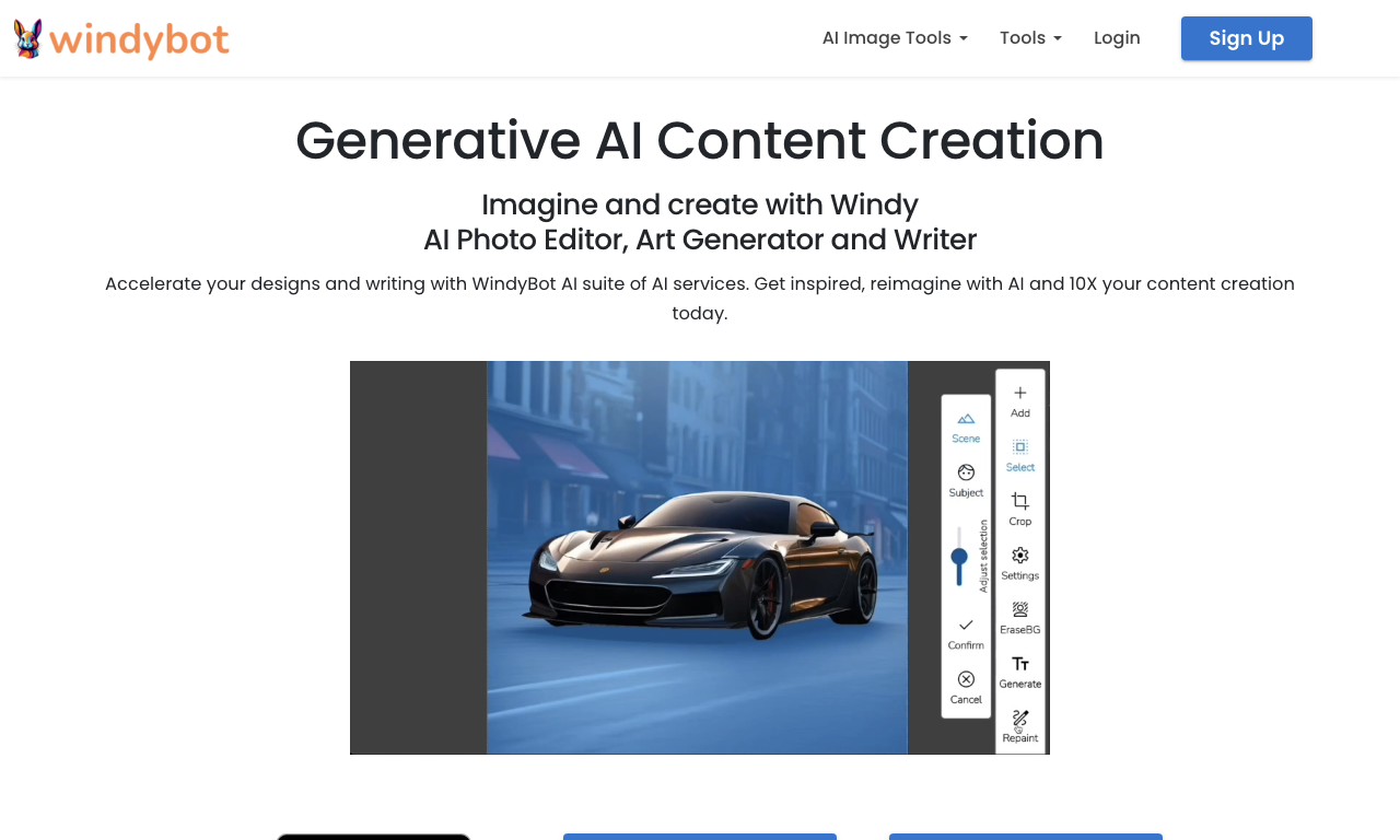 Windy AI Writer — интерфейс