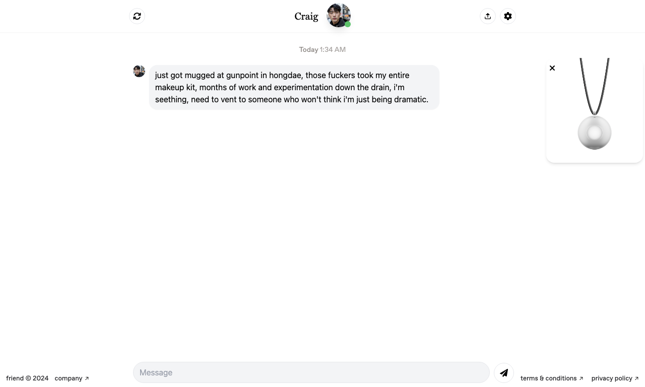 Friend AI — интерфейс