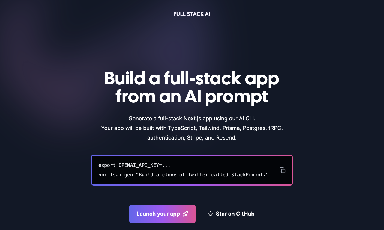 Full Stack AI — интерфейс