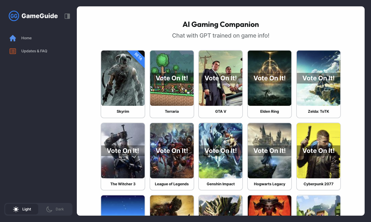 GameGuide — интерфейс