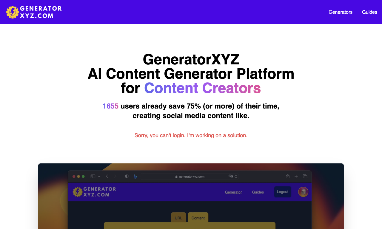 Generator XYZ — интерфейс