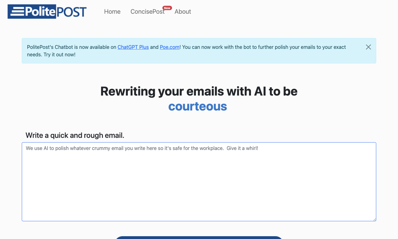 PolitePost.net — интерфейс