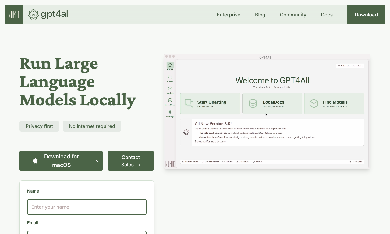 GPT4All — интерфейс