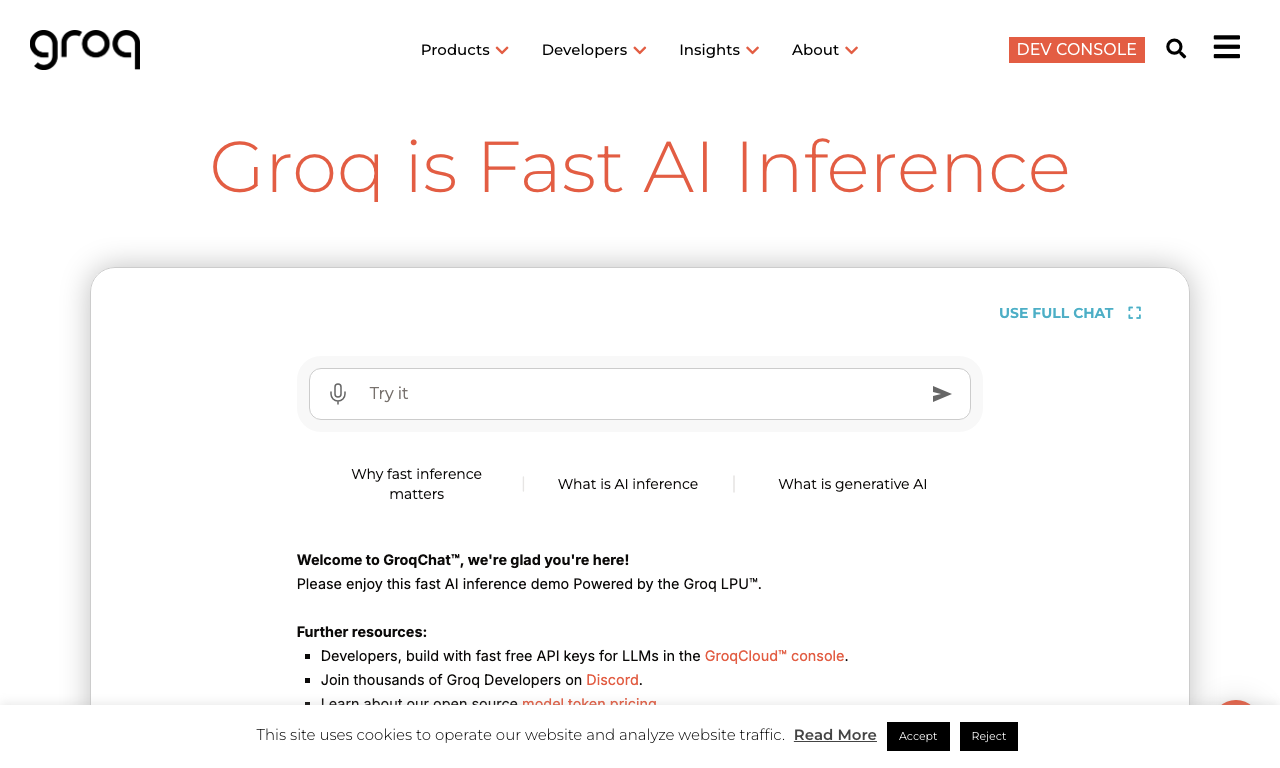 Groq — интерфейс