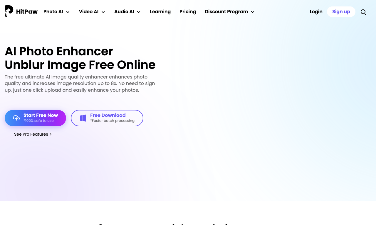 HitPaw Online Photo Enhancer — интерфейс