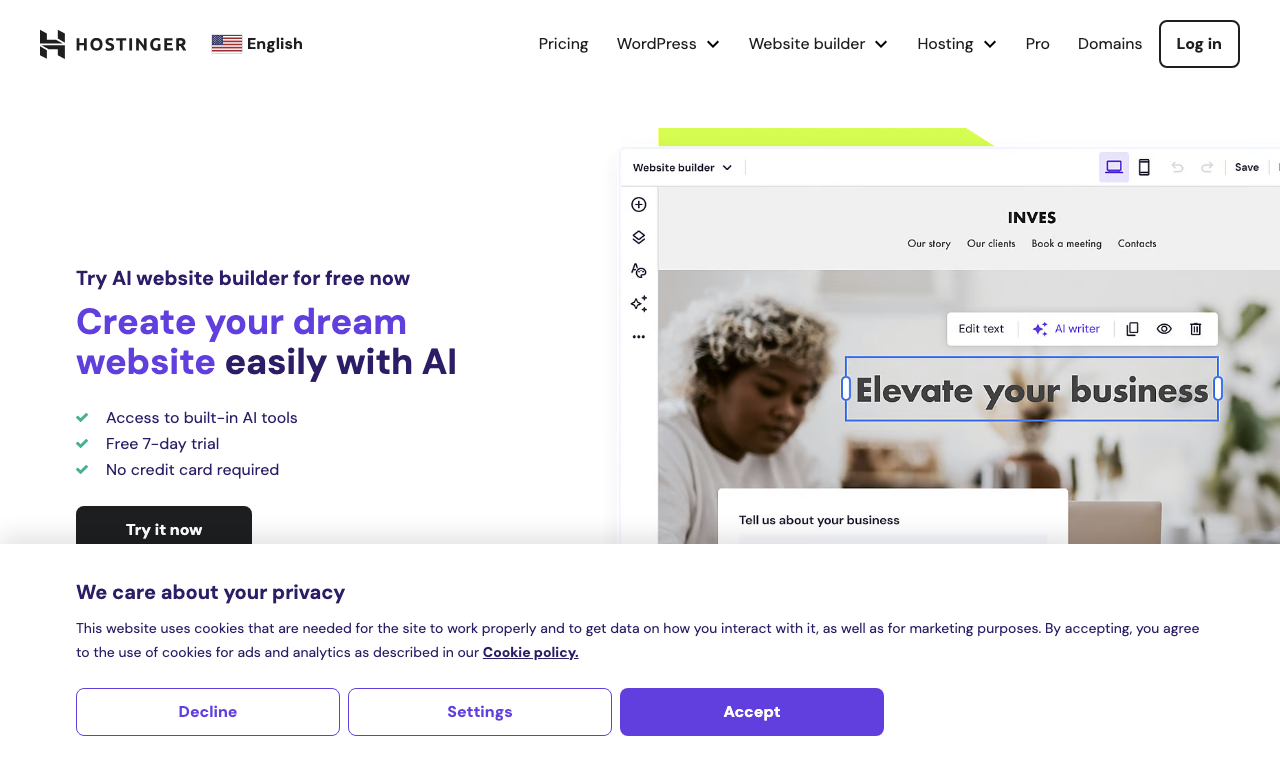 Hostinger — интерфейс