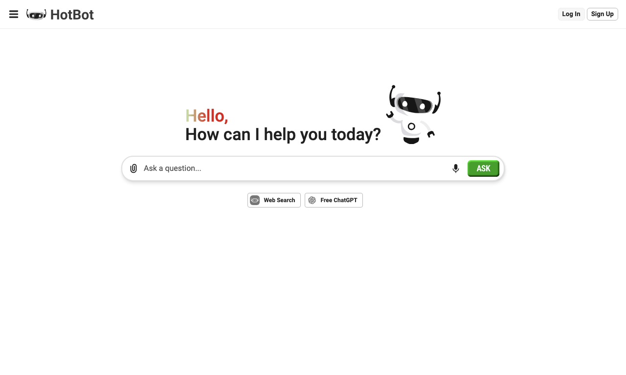 Hotbot — интерфейс