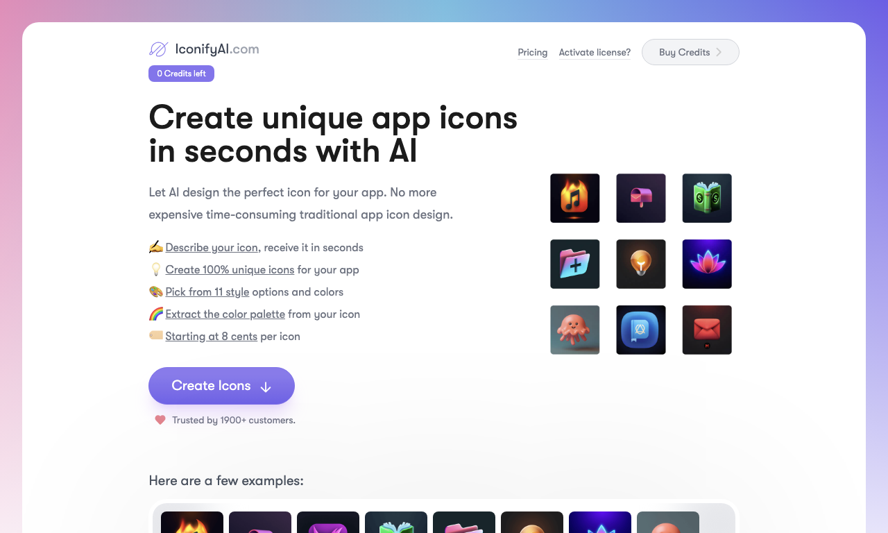 Iconify AI — интерфейс