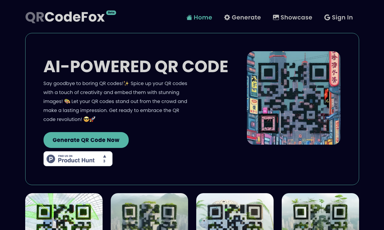 AI-Powered QR code — интерфейс