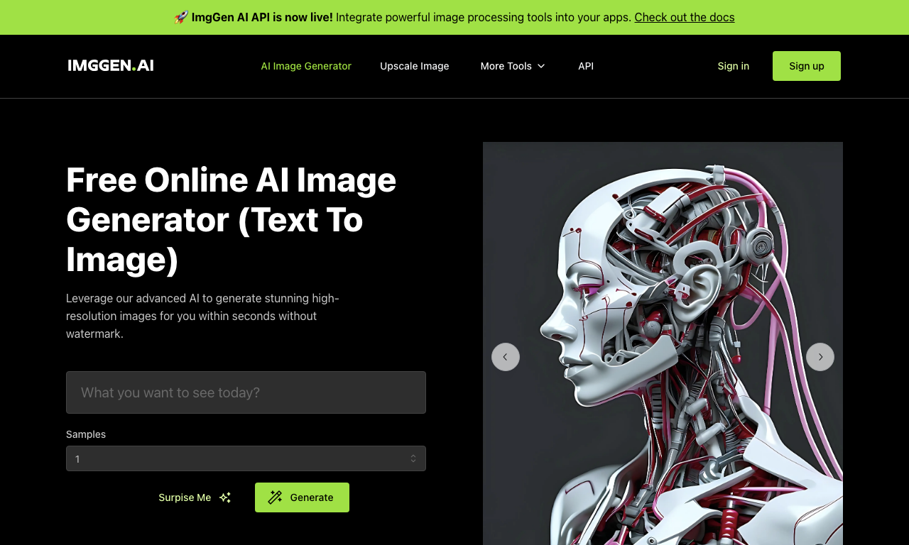 ImgGen AI — интерфейс