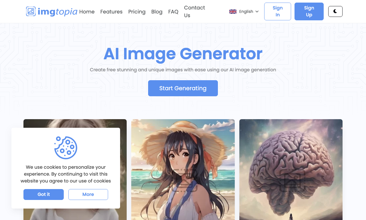 IMGtopia — интерфейс