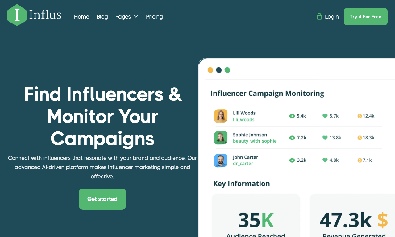 Influs — интерфейс