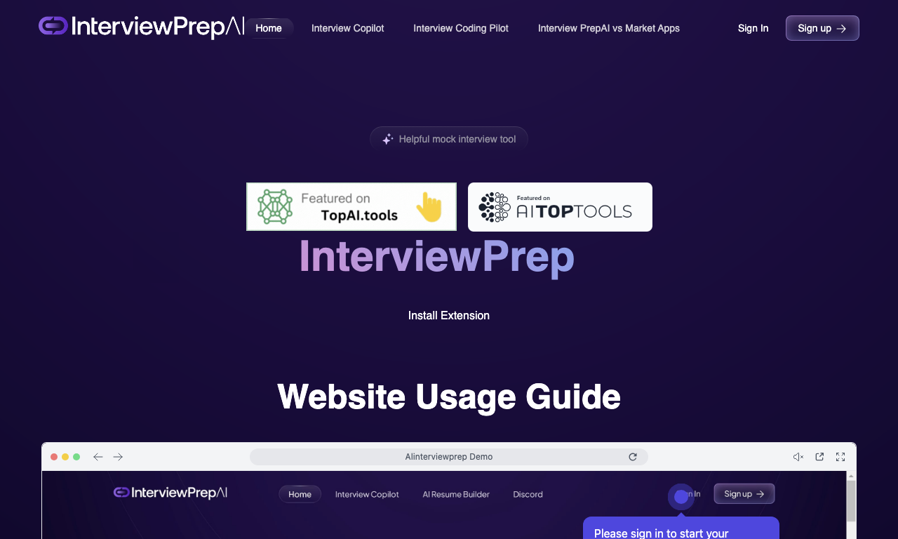 InterviewPrep AI — интерфейс