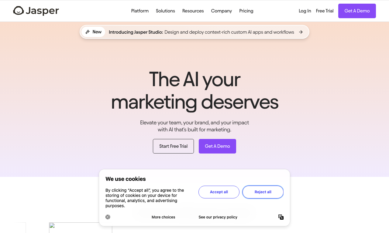 Jasper AI — интерфейс