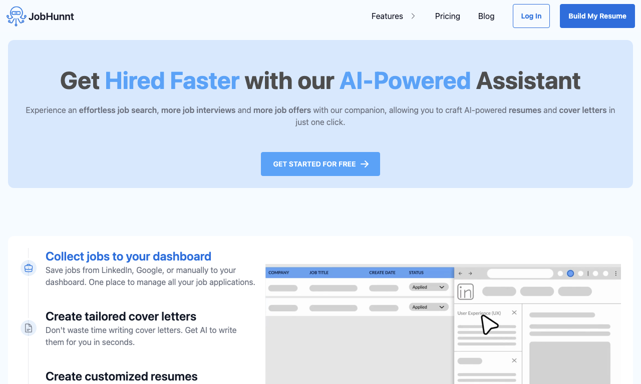 JobHunnt — интерфейс