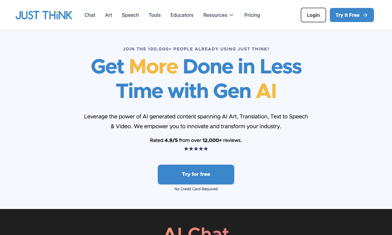 Just Think AI — интерфейс