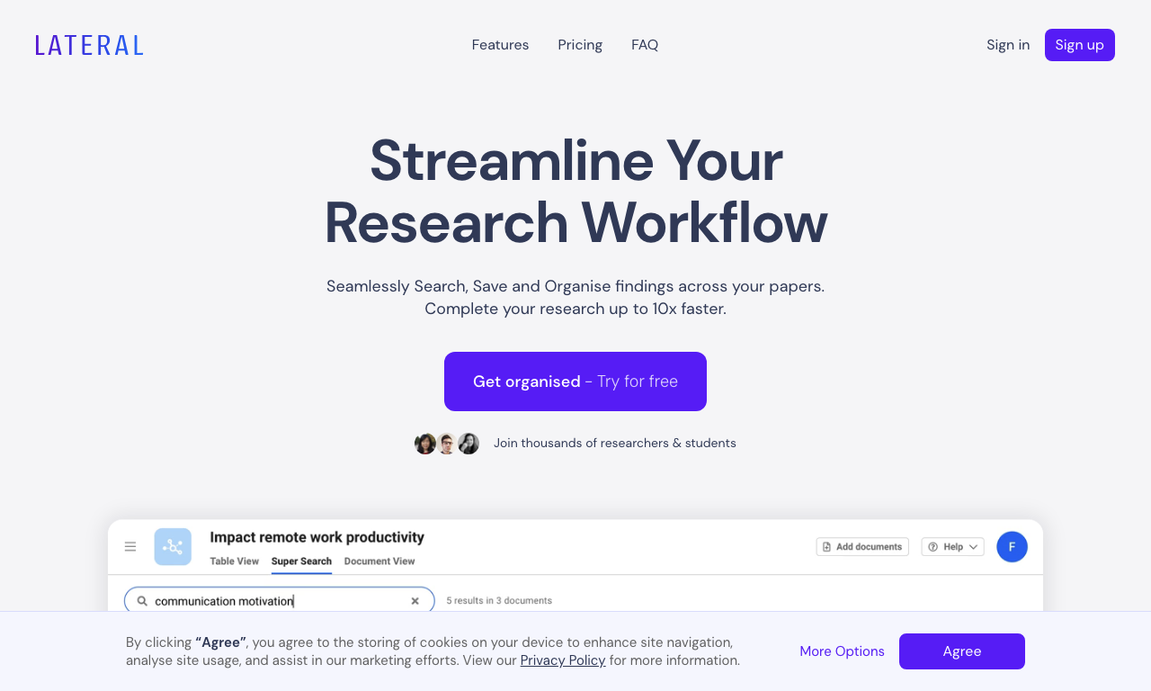 Lateral.io — интерфейс