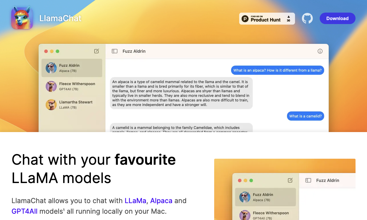 LlamaChat — интерфейс