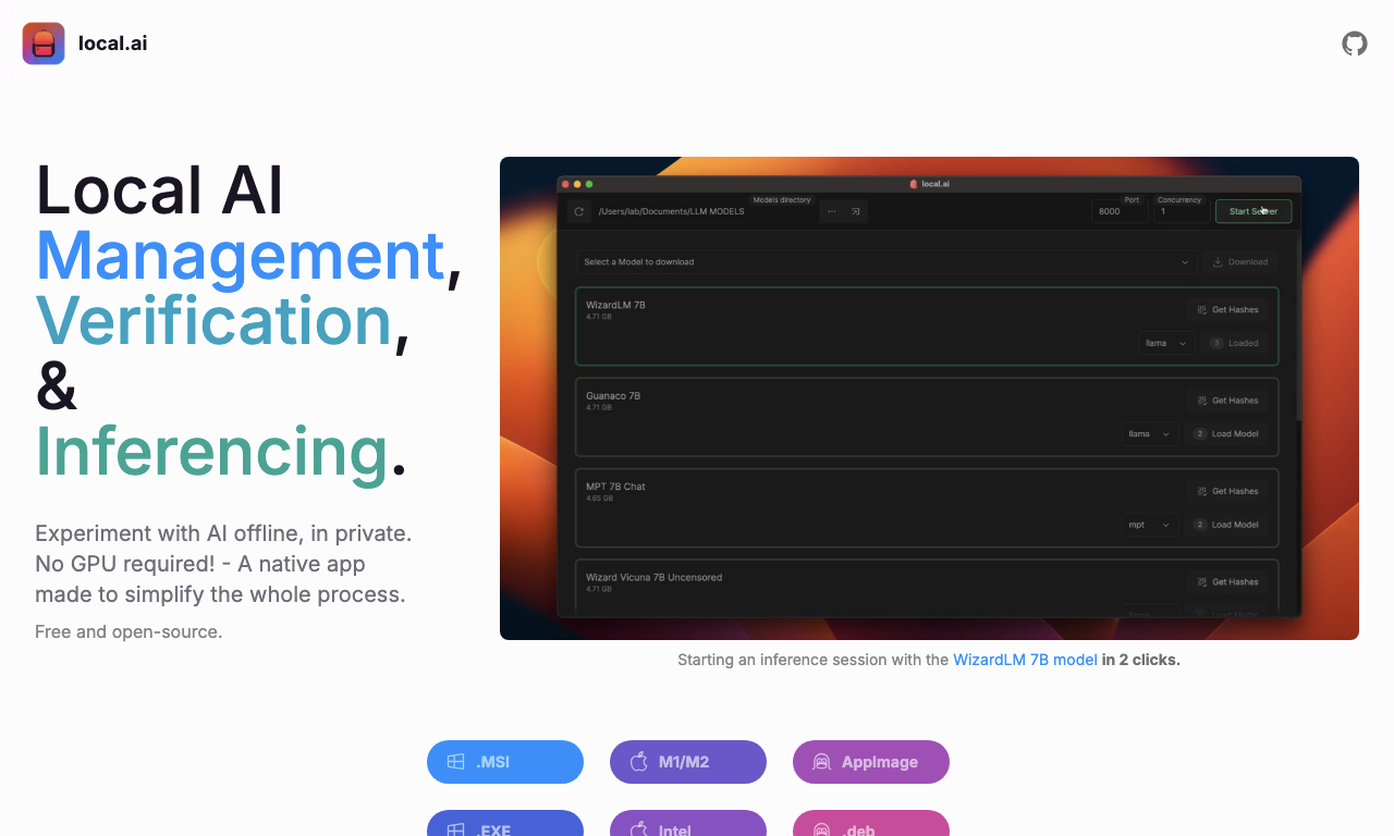 local AI — интерфейс