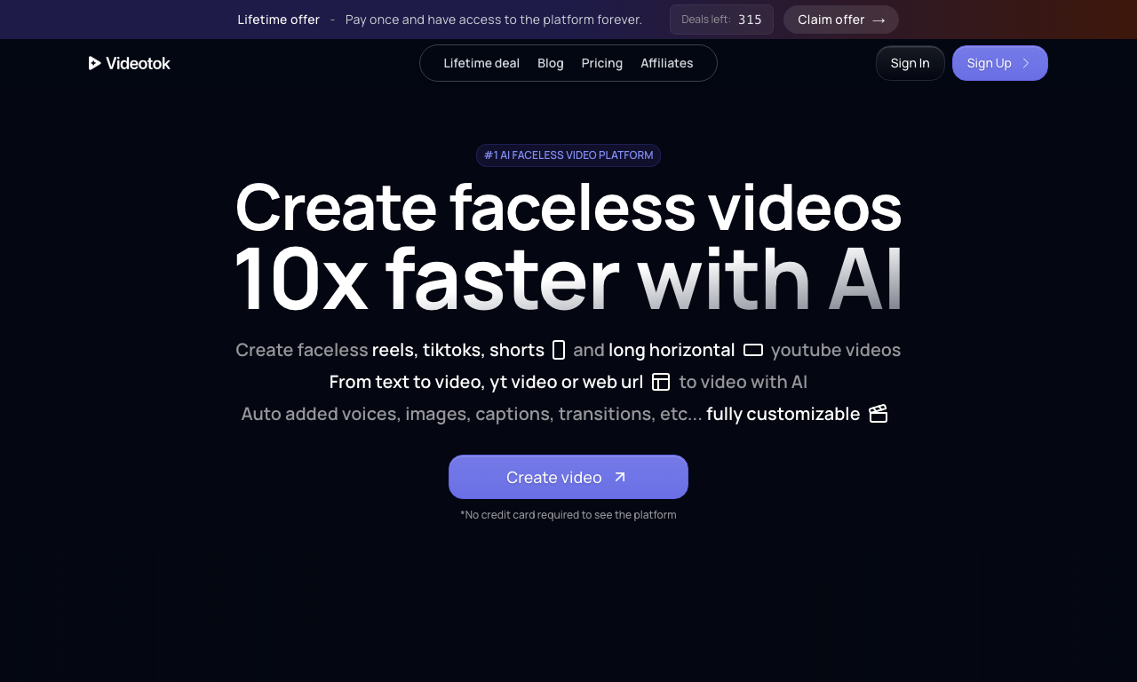Videotok — интерфейс