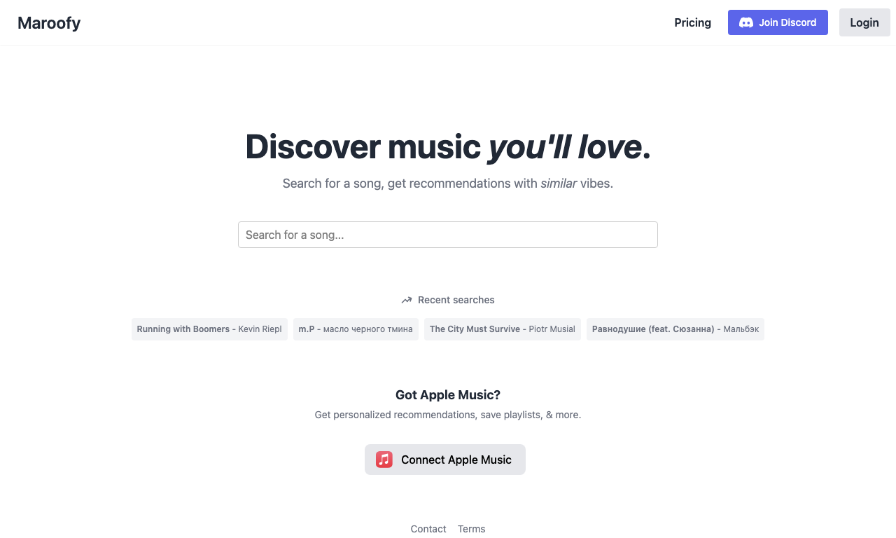 Maroofy — интерфейс