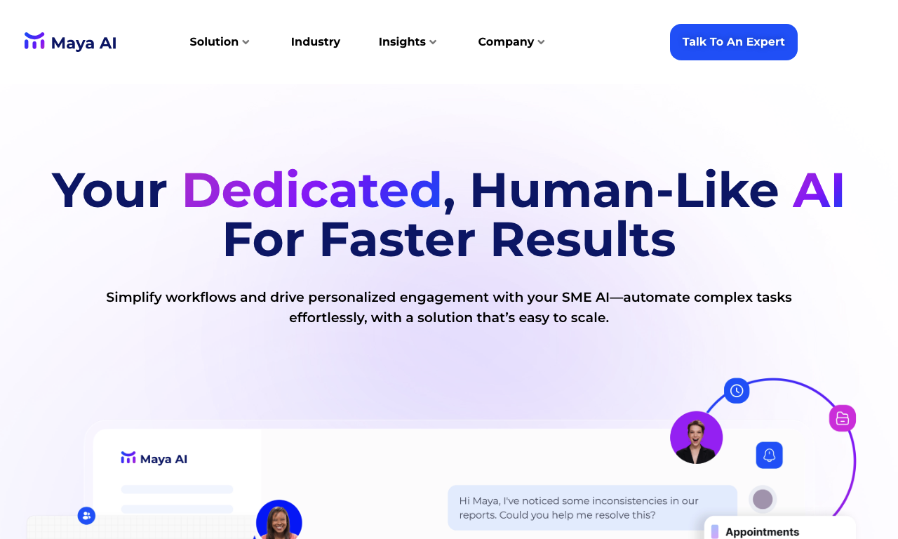 Maya AI — интерфейс