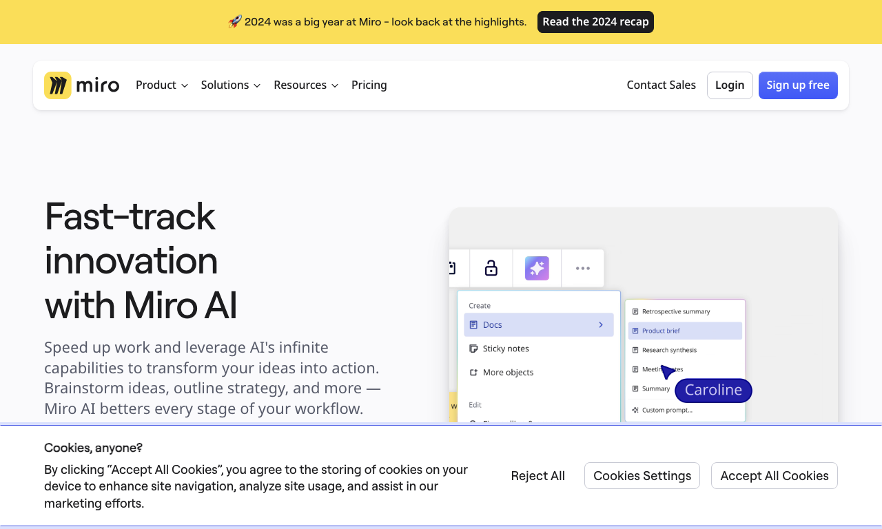 Miro AI — интерфейс