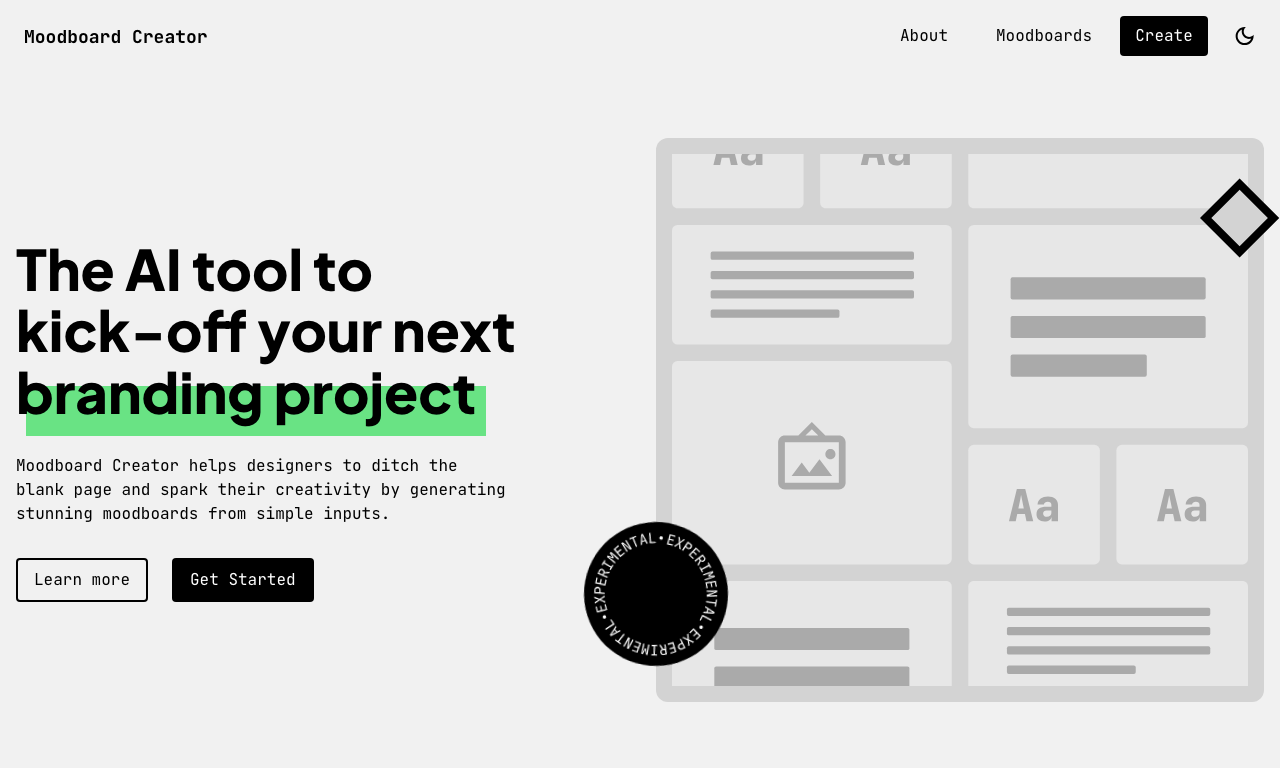 Moodboard Creator — интерфейс