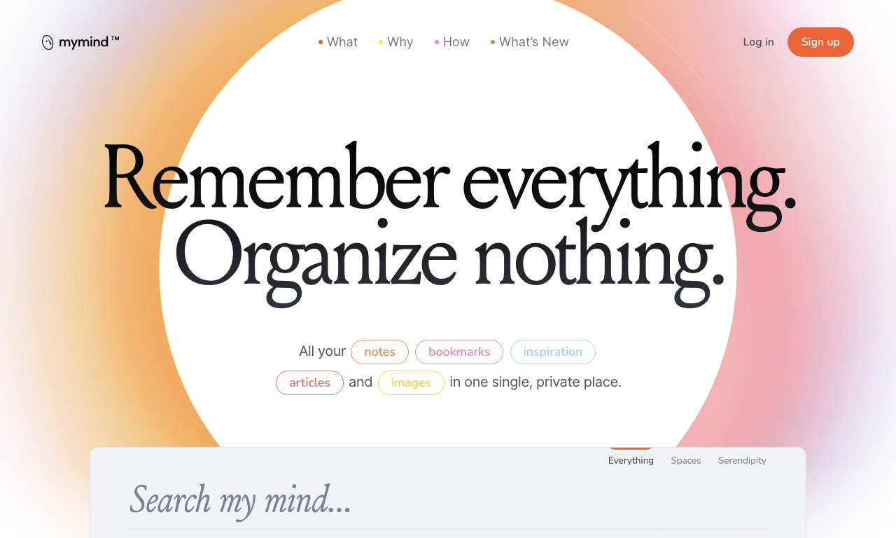 MyMind — интерфейс