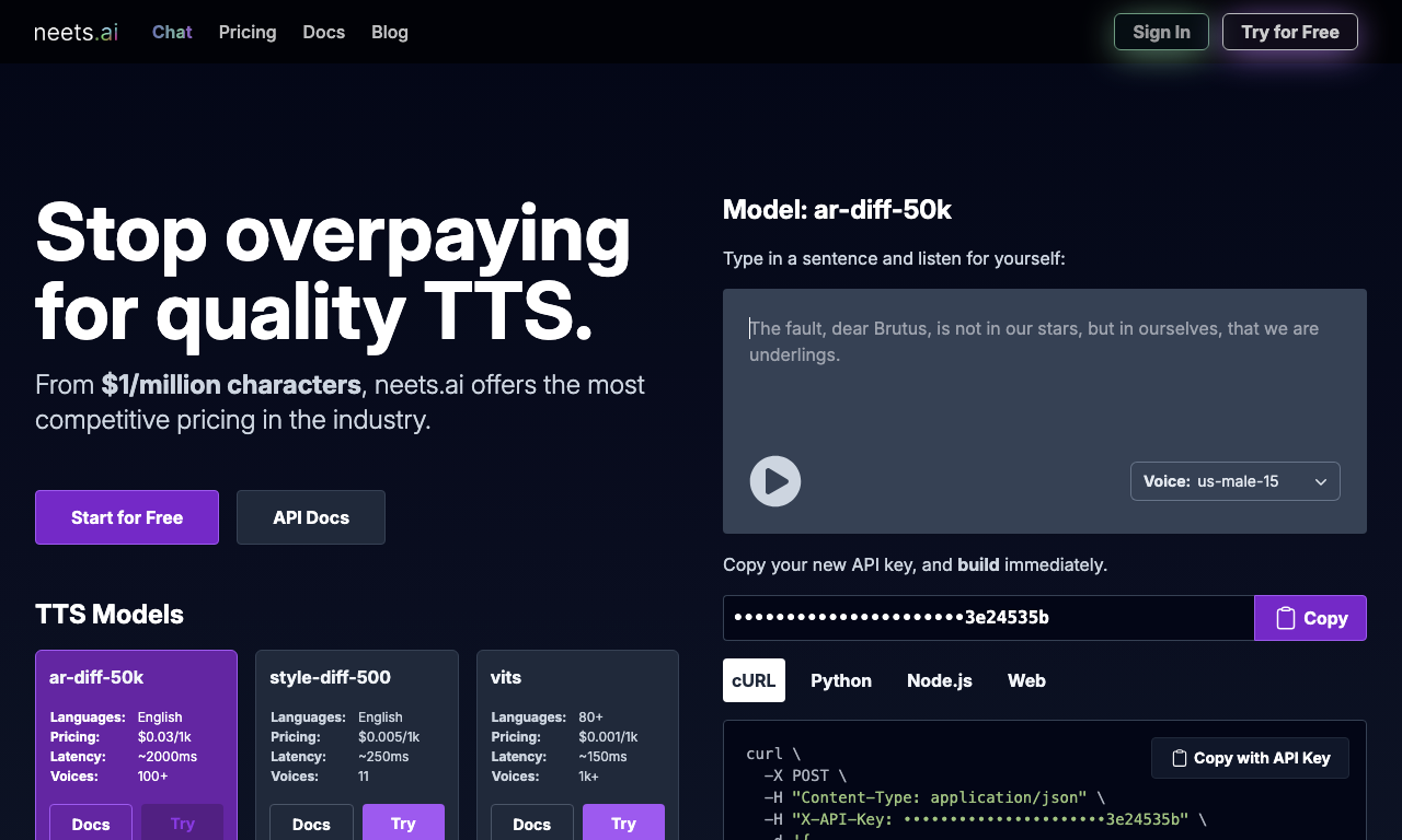 Neets AI — интерфейс