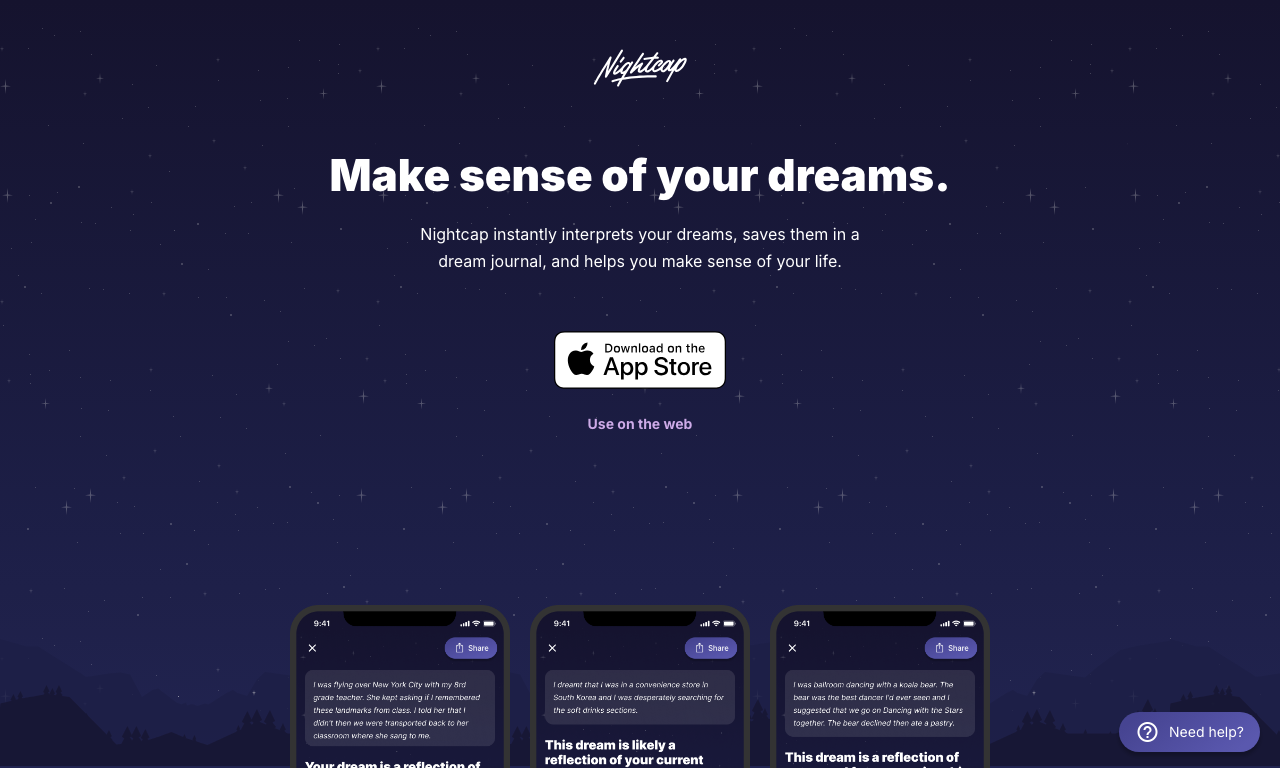 Nightcap — интерфейс