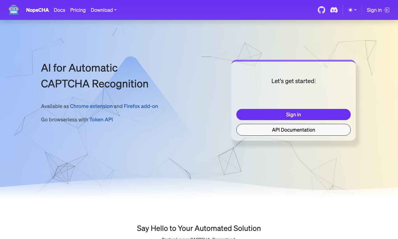 NopeCHA — интерфейс