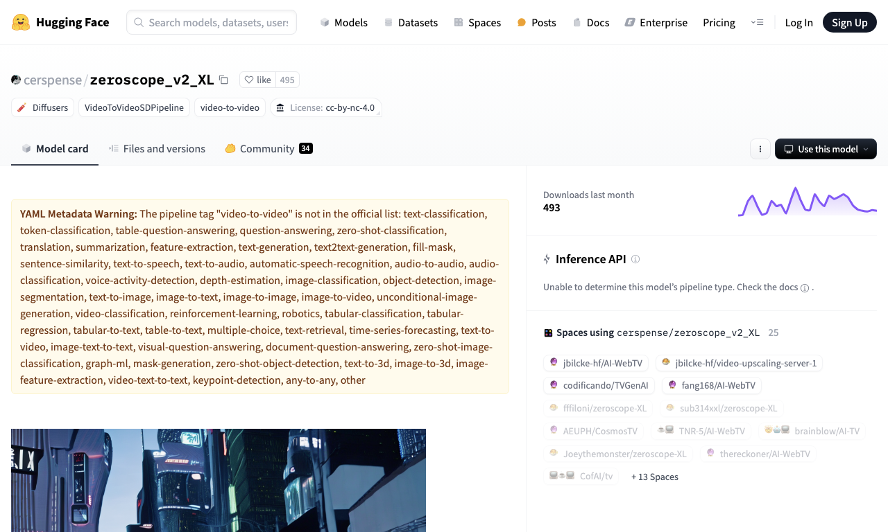 Zeroscope AI — интерфейс
