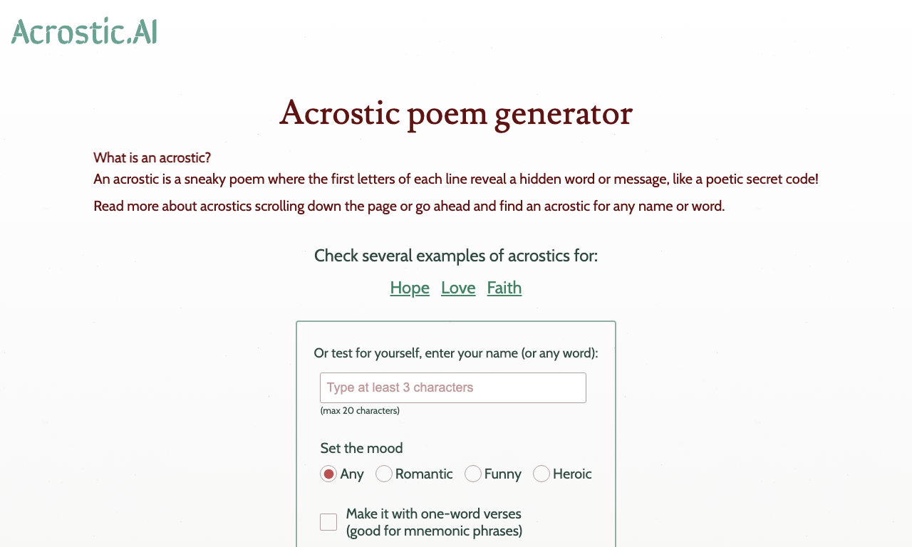 Acrostic AI — превью