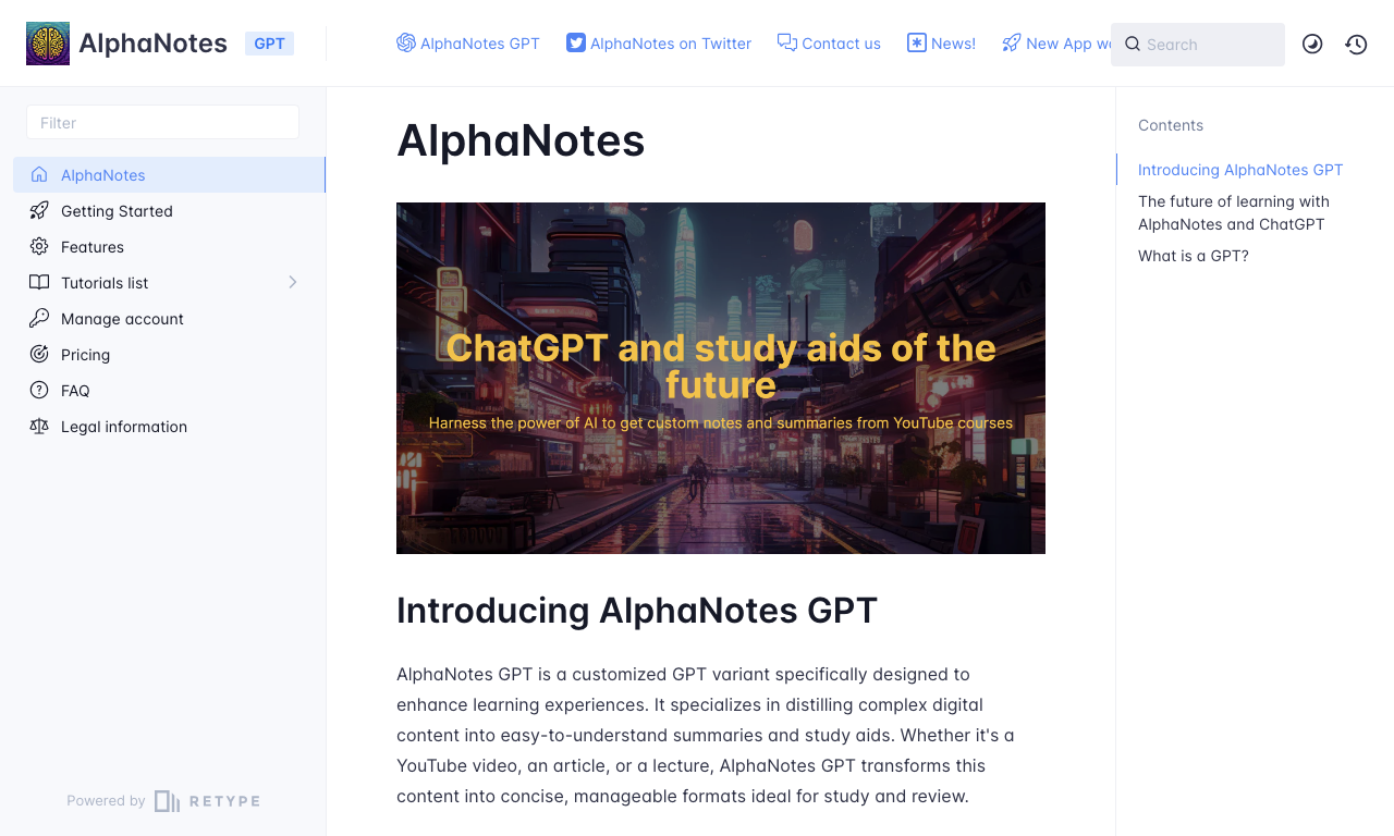 AlphaNotes — интерфейс