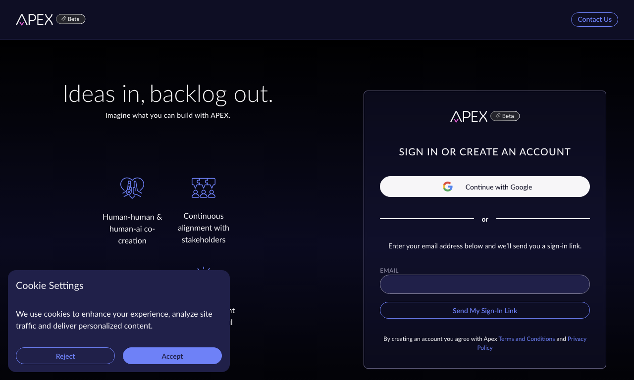 APEX — интерфейс