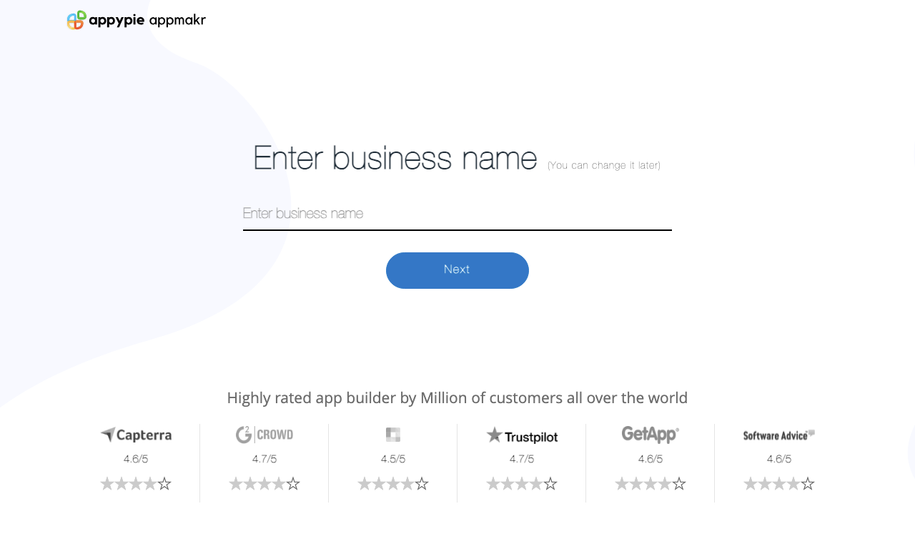 Appypie — интерфейс