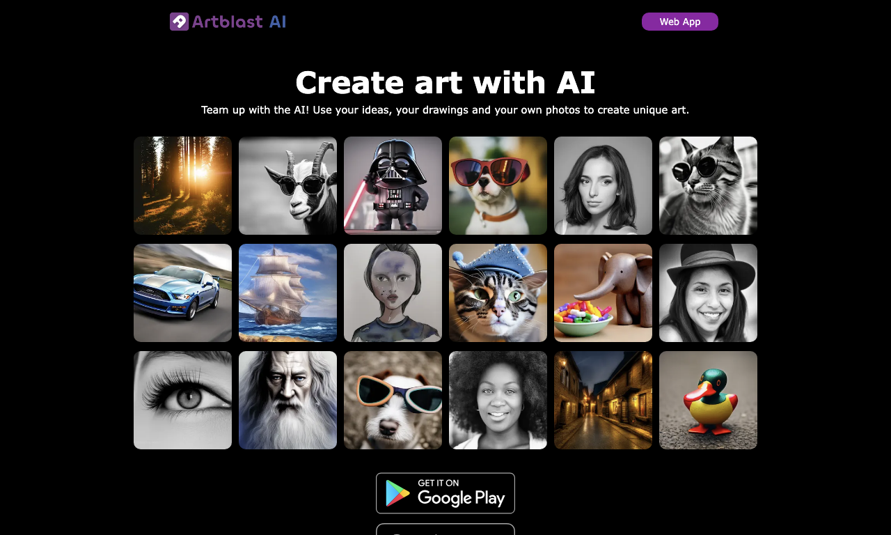 ArtblastAI — интерфейс