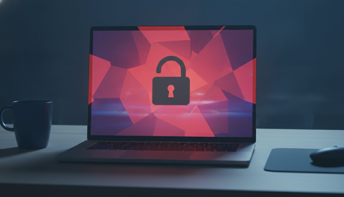 Ноутбук с символом закрытого доступа на экране — блокировка сервиса по IP-адресу