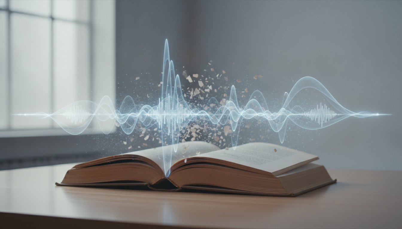 Страницы книги превращаются в звуковые волны