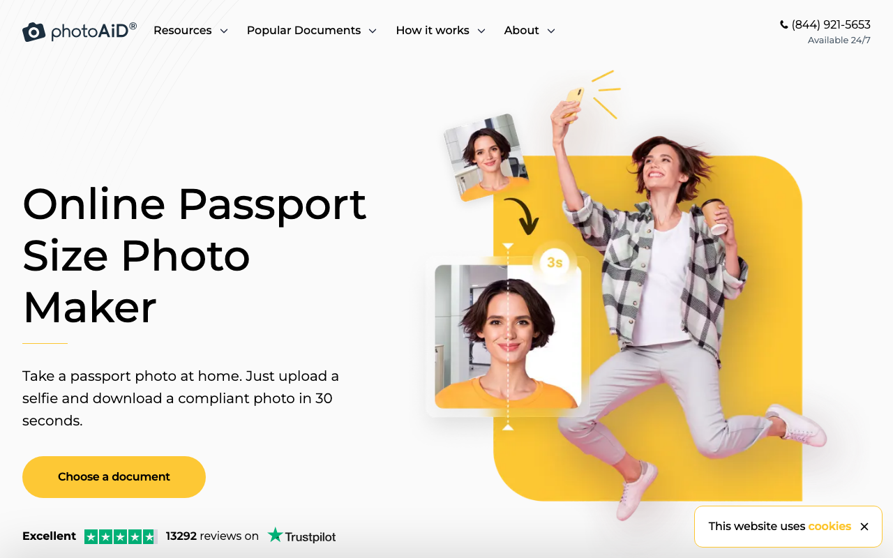 Интерфейс сервиса PhotoAiD для создания фото на документы