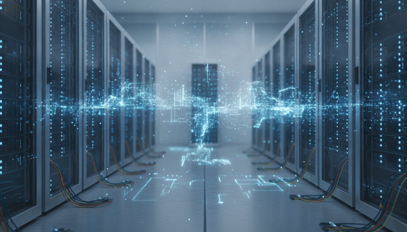 Серверная комната, символизирующая обработку данных