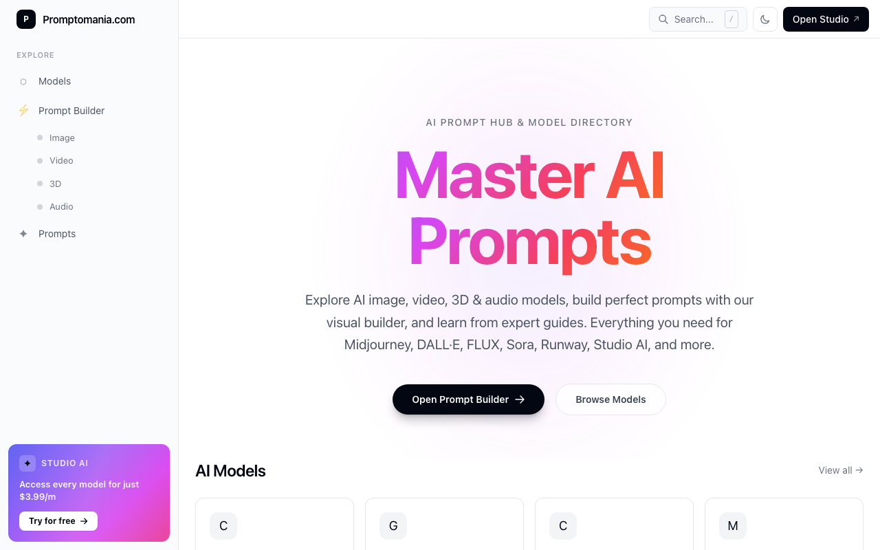 Интерфейс PromptoMania — конструктор промптов для генерации изображений