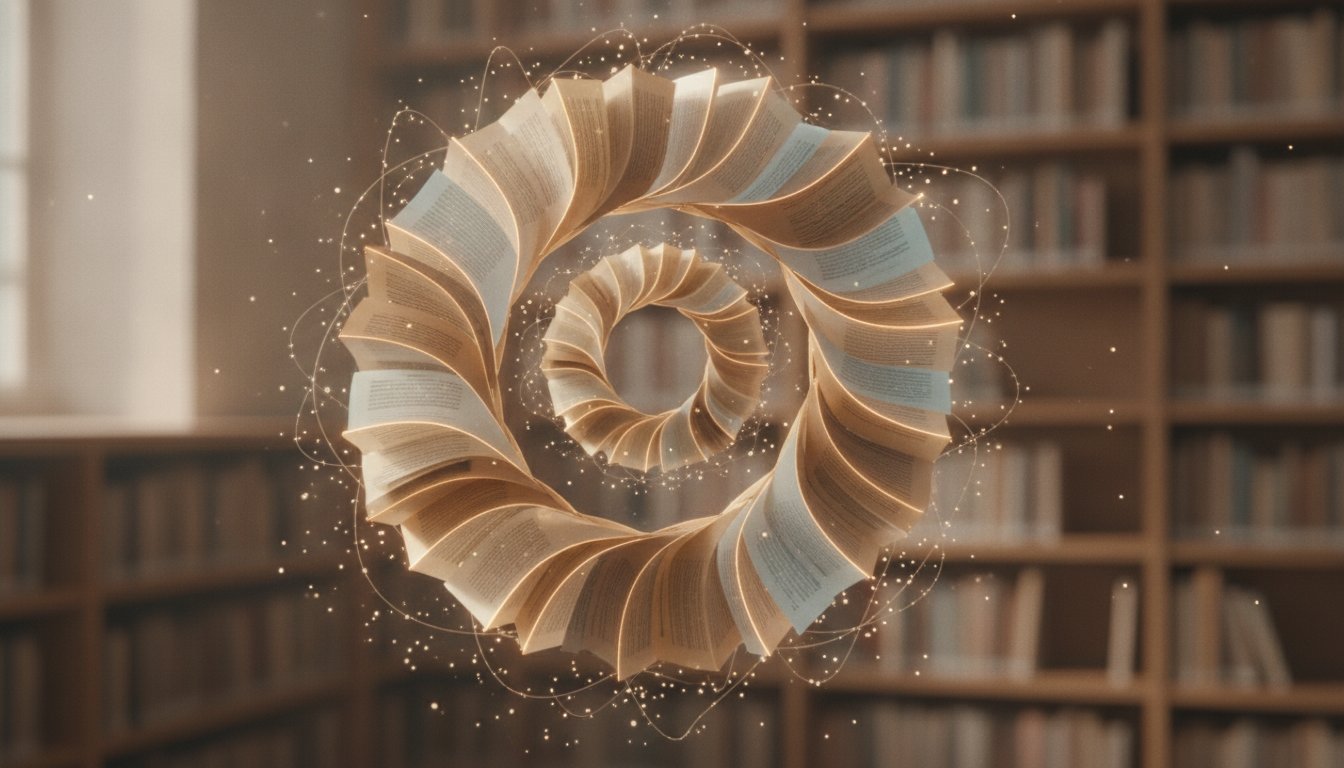 Абстрактная сеть из книжных страниц и света