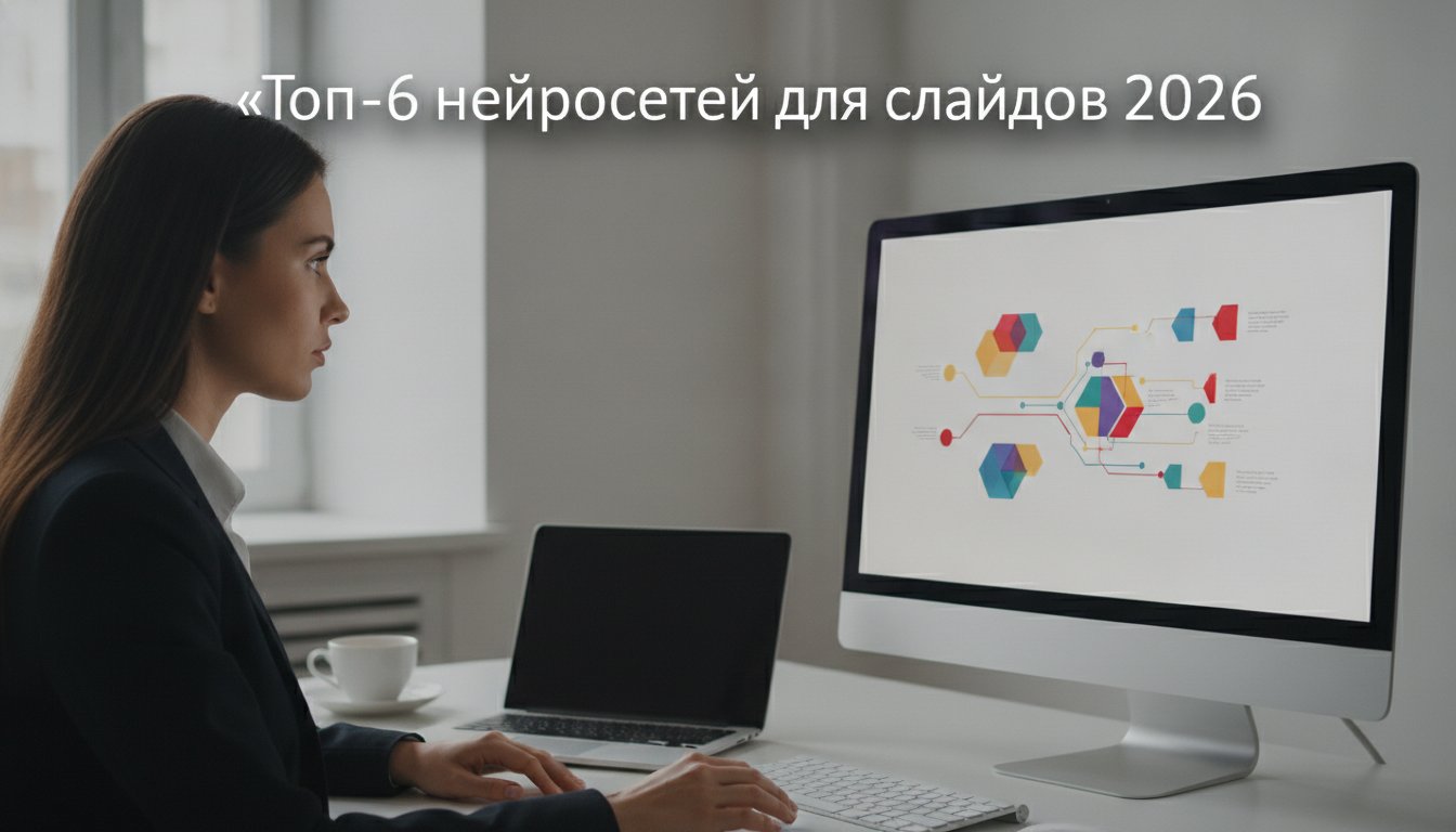 Обложка статьи «Нейросеть для презентаций: топ-6 сервисов, цены ₽ и доступ из РФ»